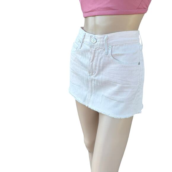 New Citizens of Humanity by Jerome Dahan Pink Cut Off Hem Denim Mini Skirt 25 - Picture 3 of 13